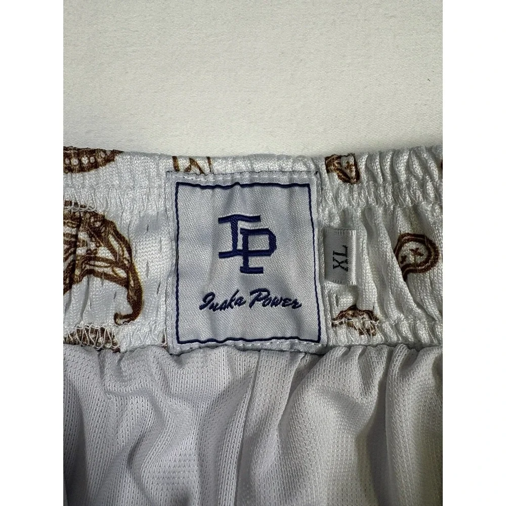 Inaka Power Mesh Shorts Mens XL White Brown Bandana Paisley Gym Workout